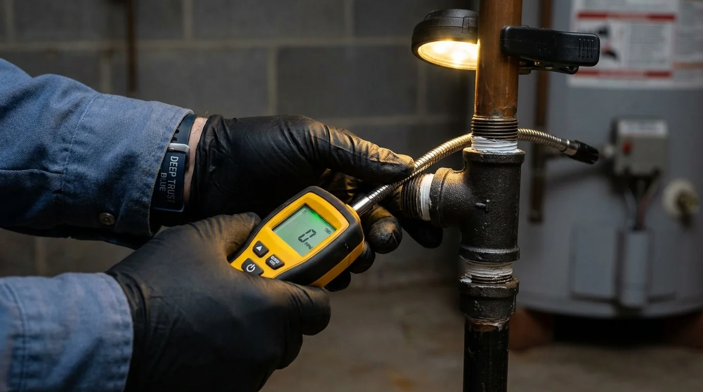 Gas leak detection with electronic sniffer by Johns Plumbing LLC in North Port